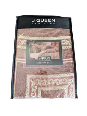 J Queen New York Lupita Woven Chenille Striped Euro Sham New Terracotta 26 x 26